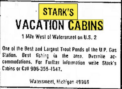 Starks Vacation Cabins - Jun 30 1977 Article (newer photo)